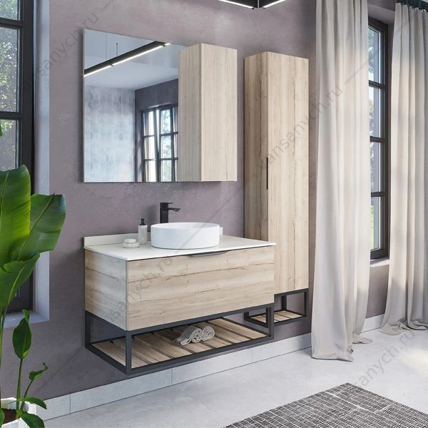 Зеркало-шкаф 90 COMFORTY Порто дуб дымчатый, 00-00009443CF