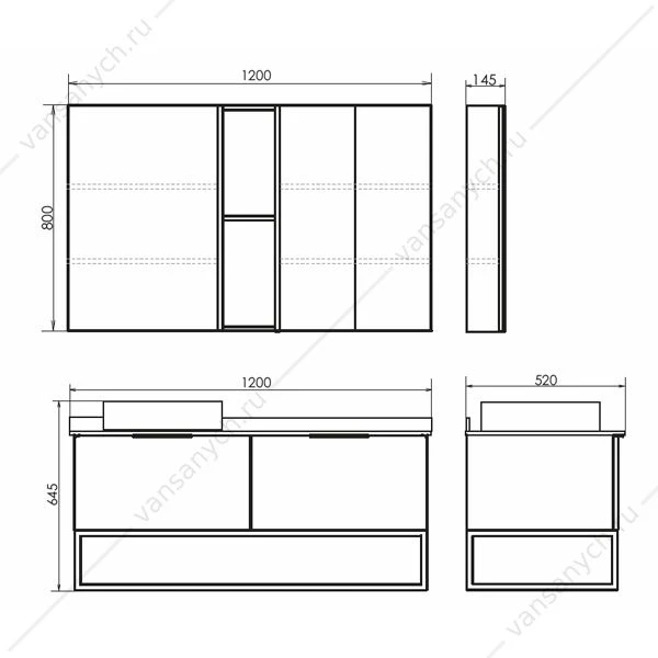 Тумба с раковиной 120 COMFORTY Порто-120-1 дуб дымчатый с белой столешницей c раковиной COMFORTY 9110, 00-00008905CF