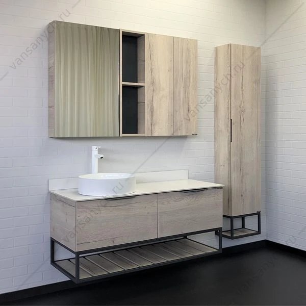 Тумба с раковиной 120 COMFORTY Порто-120-1 дуб дымчатый с белой столешницей c раковиной COMFORTY 9110, 00-00008905CF