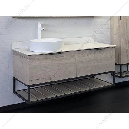 Тумба с раковиной 120 COMFORTY Порто-120-1 дуб дымчатый с белой столешницей c раковиной COMFORTY 9110, 00-00008905CF