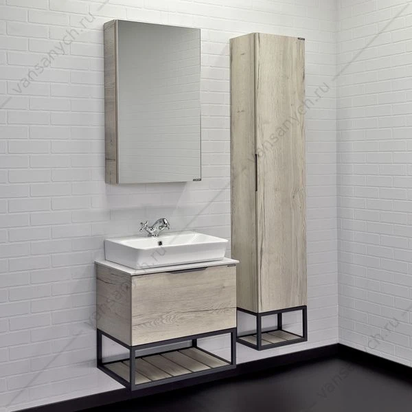 Тумба с раковиной 60 COMFORTY Порто дуб дымчатый с белой столешницей №8 c раковиной COMFORTY 9055RA-50, 00-00011395CF