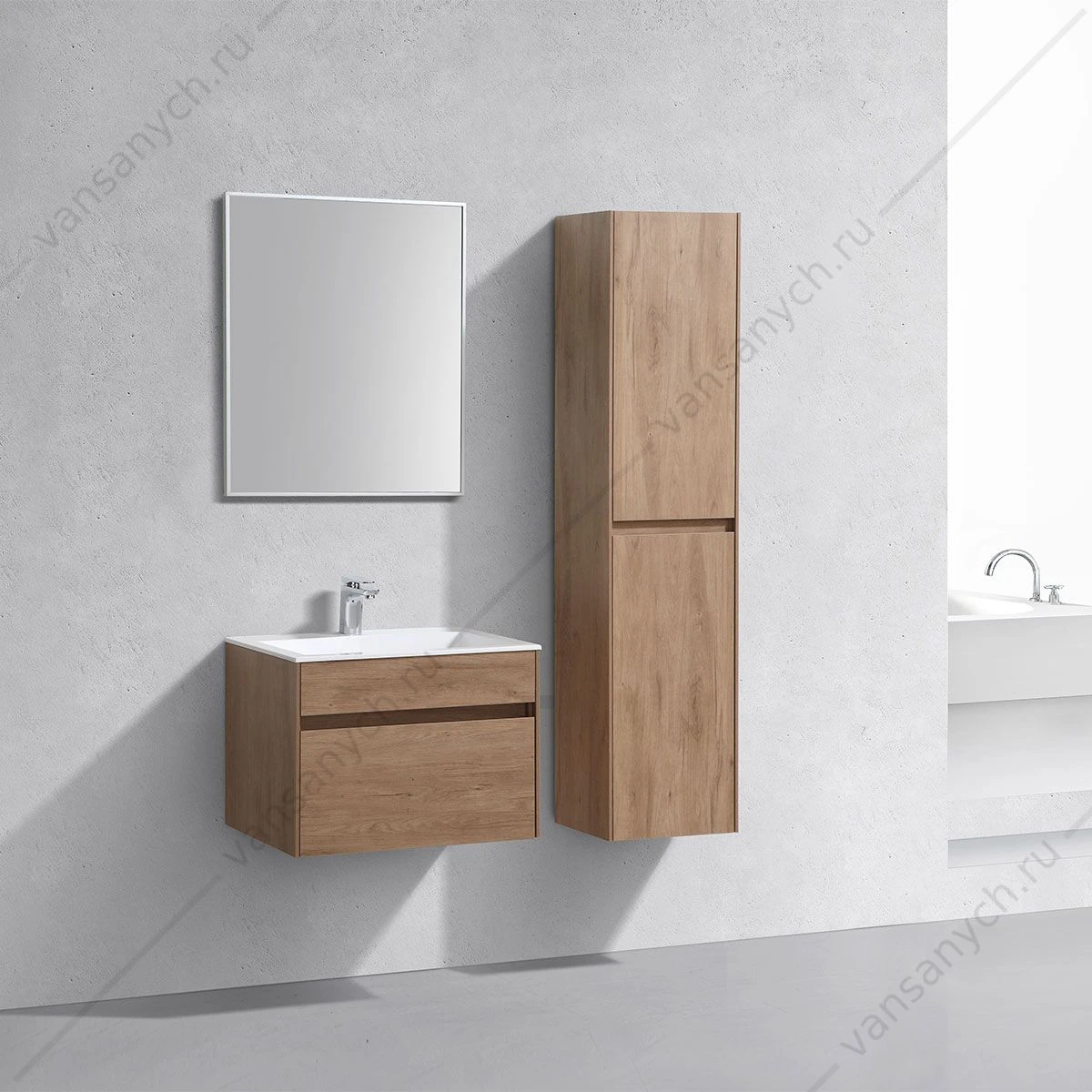 Тумба под раковину 60 Chiara подвесная, 1 ящик, N.Oak, VMC-2C600NO
