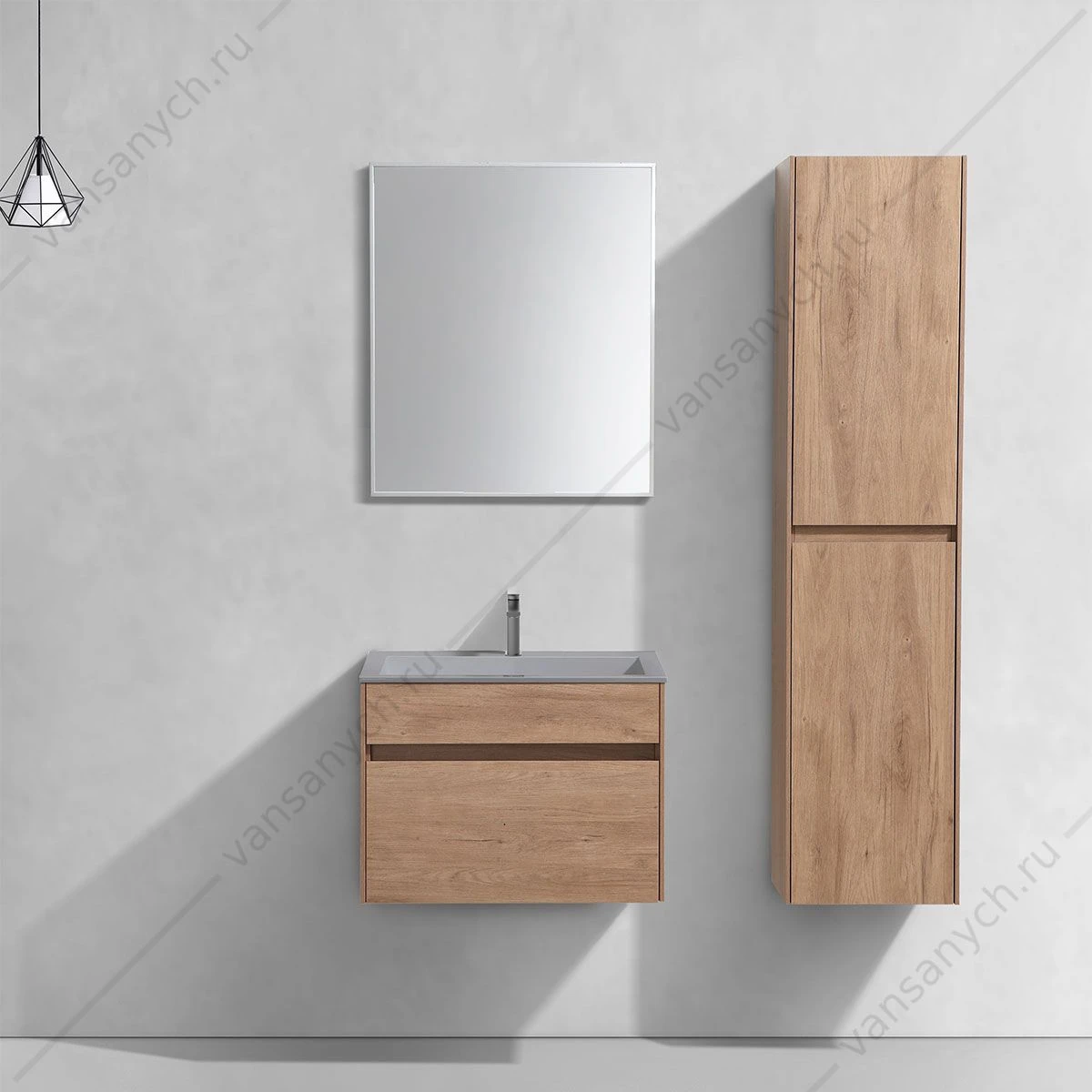 Тумба под раковину 60 Chiara подвесная, 1 ящик, N.Oak, VMC-2C600NO