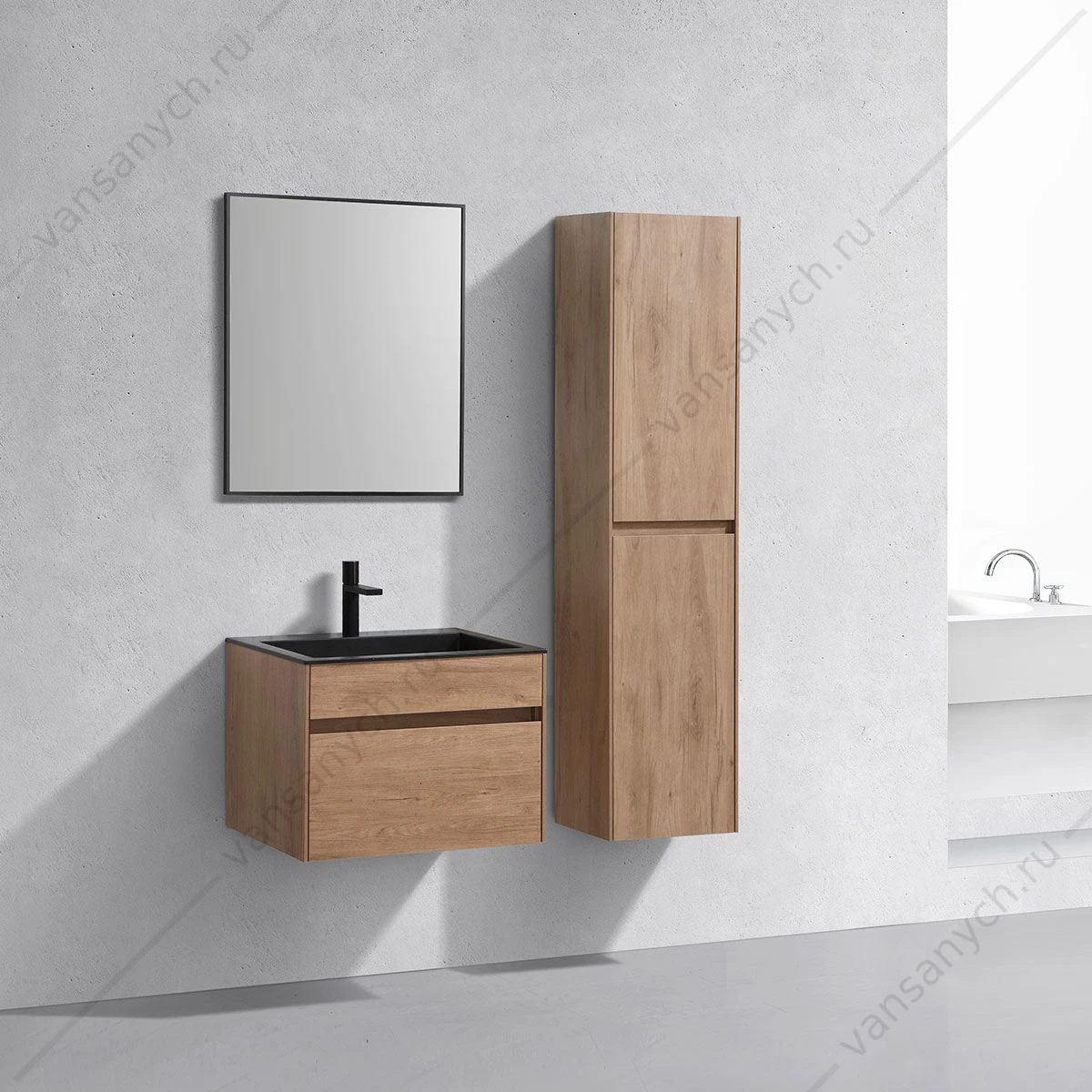 Тумба под раковину 60 Chiara подвесная, 1 ящик, N.Oak, VMC-2C600NO