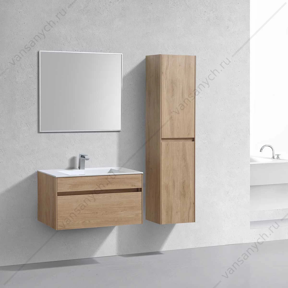 Тумба под раковину 80 Chiara подвесная, 1 ящик, N.Oak, VMC-2C800NO