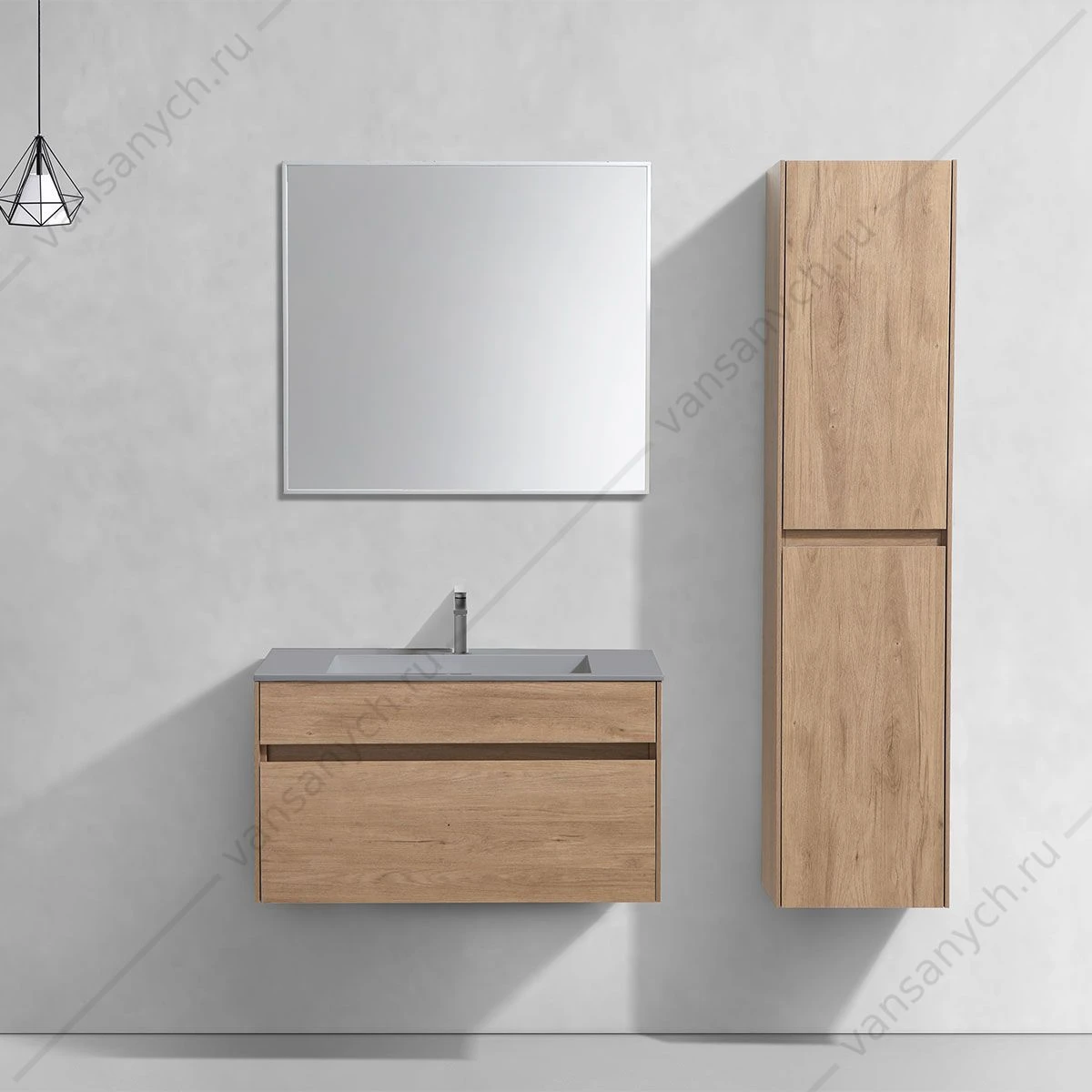 Тумба под раковину 80 Chiara подвесная, 1 ящик, N.Oak, VMC-2C800NO