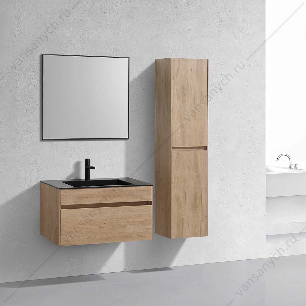 Тумба под раковину 80 Chiara подвесная, 1 ящик, N.Oak, VMC-2C800NO