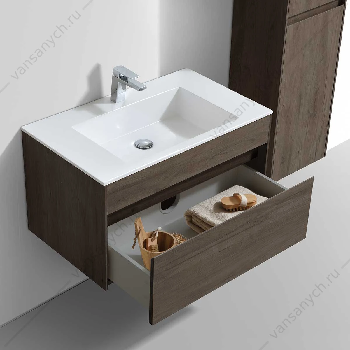 Тумба под раковину 80 Chiara подвесная, 1 ящик, R.Oak, VMC-2C800RO