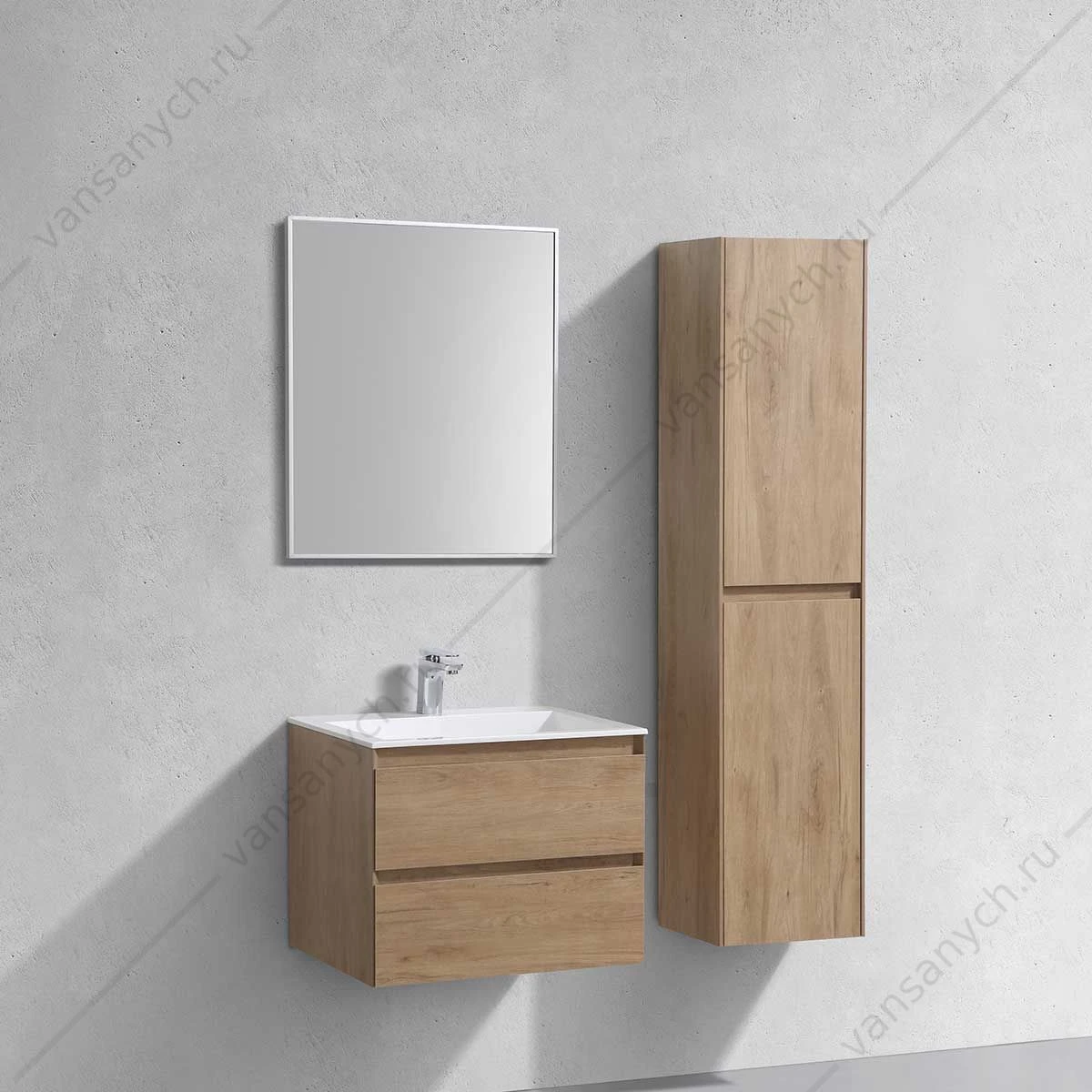 Тумба под раковину 60 Luka подвесная, 2 ящика, N.Oak, VMC-2L600NO