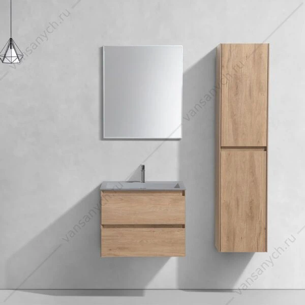 Тумба под раковину 60 Luka подвесная, 2 ящика, N.Oak, VMC-2L600NO