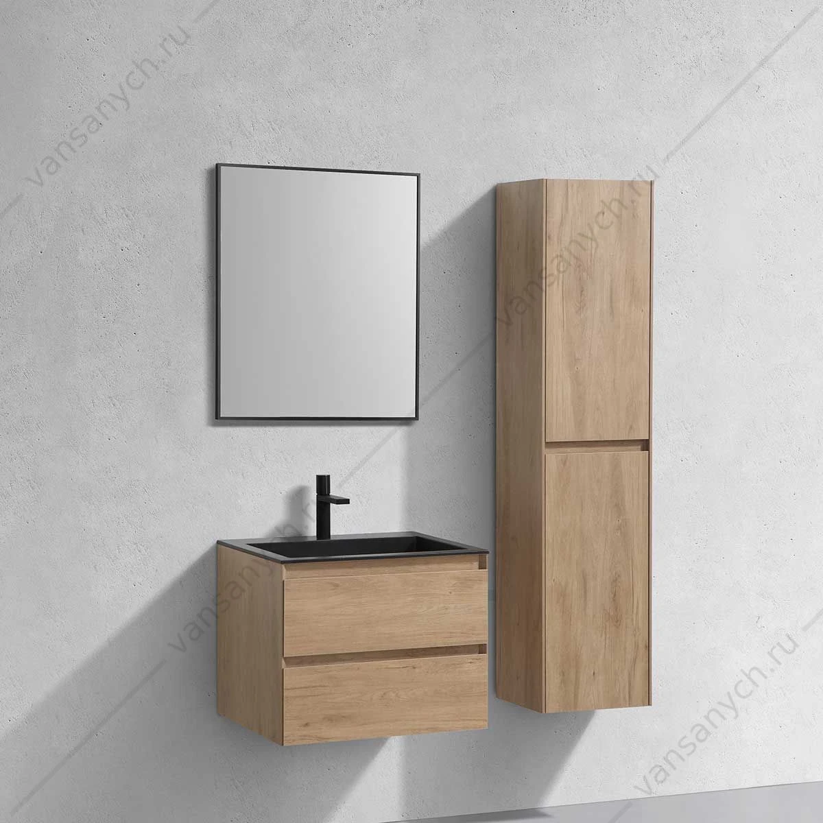 Тумба под раковину 60 Luka подвесная, 2 ящика, N.Oak, VMC-2L600NO