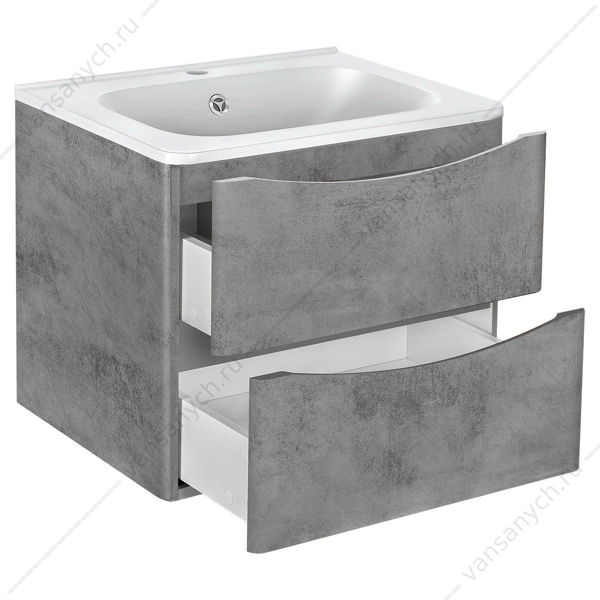 Тумба под раковину 60 Paola подвесная, 2 ящика, Beton, VMC-2P600BT