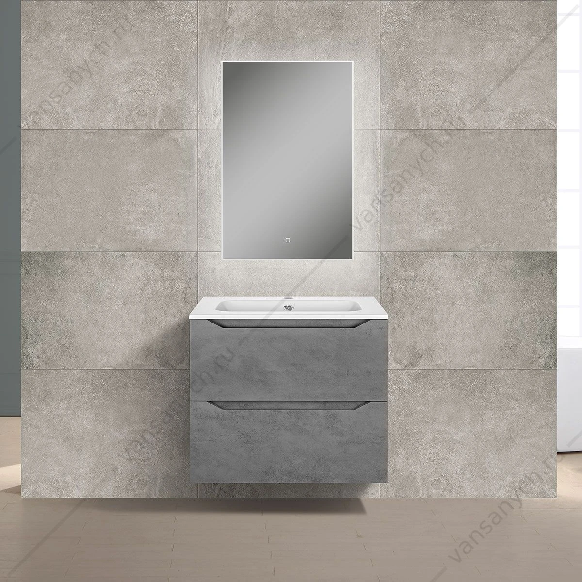 Тумба под раковину 60 Norma подвесная, 2 ящика, Beton, VMC-2N600BT
