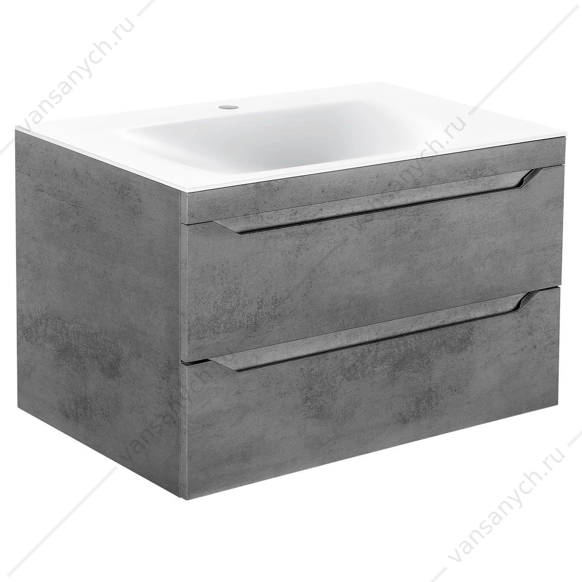 Тумба под раковину 80 Fine подвесная, 2 ящика, Beton, VMC-2F800BT