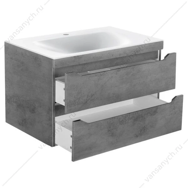 Тумба под раковину 80 Fine подвесная, 2 ящика, Beton, VMC-2F800BT