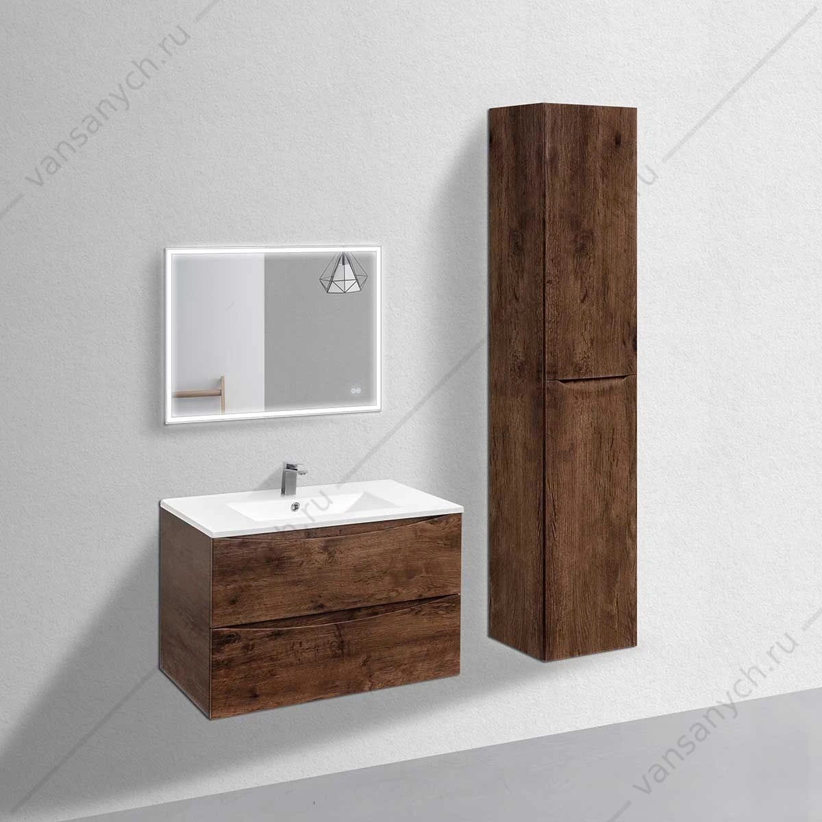 Тумба 80 под керамич. раковину Mia подвесная, 2 ящика, R.Wood, VMC-2MC800RW