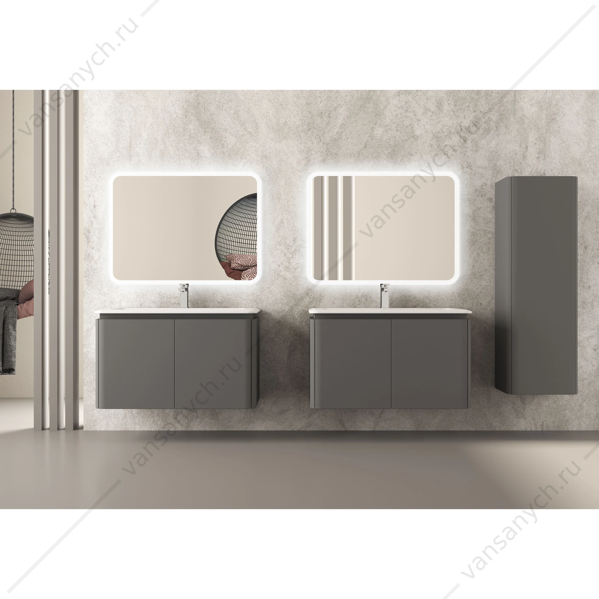Тумба под раковину 95 CEZARES STYLUS, 4 ящика, Grigio nuvola, 55229