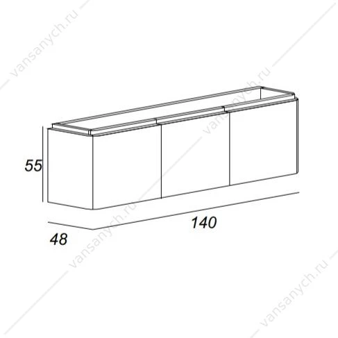 Тумба под раковину 140 CEZARES STYLUS, шесть ящиков, подвесная, Blu Petrolio, 55232