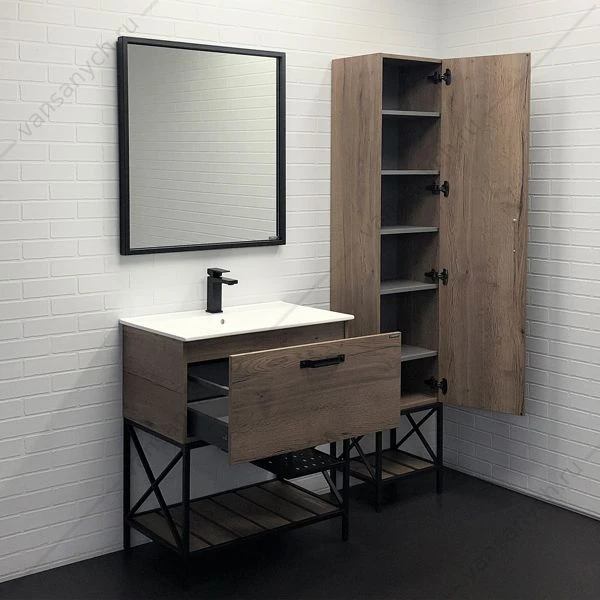 Тумба с раковиной 75 COMFORTY Бредфорд-75 дуб темный с раковиной COMFORTY 75E, 00-00008074CF