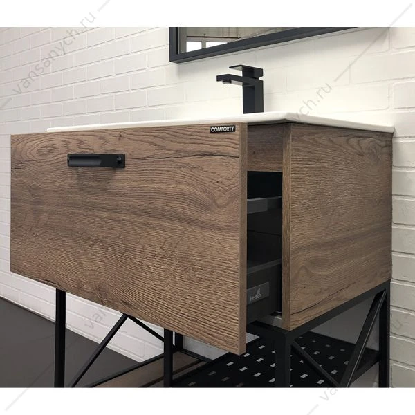 Тумба с раковиной 75 COMFORTY Бредфорд-75 дуб темный с раковиной COMFORTY 75E, 00-00008074CF
