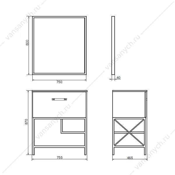 Тумба с раковиной 75 COMFORTY Бредфорд-75 дуб темный с раковиной COMFORTY 75E, 00-00008074CF
