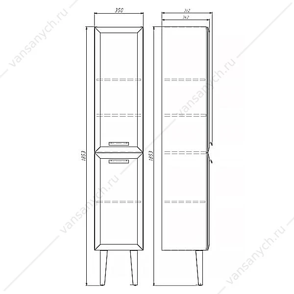 Шкаф-колонна 35 COMFORTY Империя-35 белый глянец, 00-00014791CF