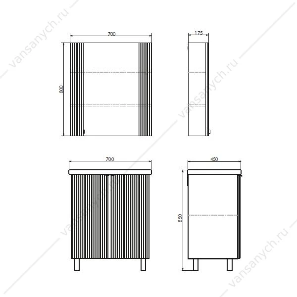 Зеркало-шкаф COMFORTY Лима-70 антрацит, 00-00004891CF
