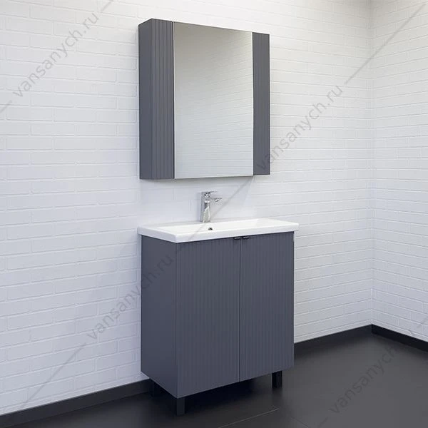 Тумба с раковиной 70 COMFORTY Лима-70 антрацит с раковиной Como 70 , 00-00013686CF