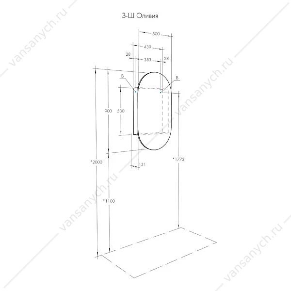 Зеркало-шкаф 50х90 АКВАТОН Оливия 1A254502OL010