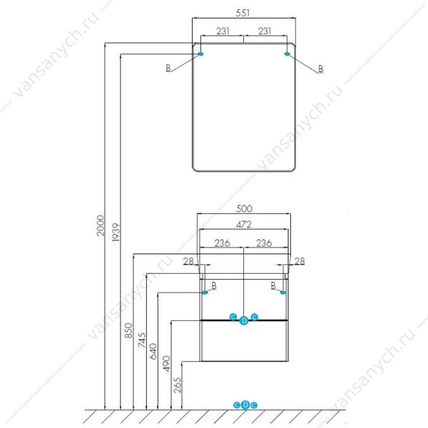 Зеркало-шкаф 55см АКВАТОН Скай 1A238402SY010 (PRO)