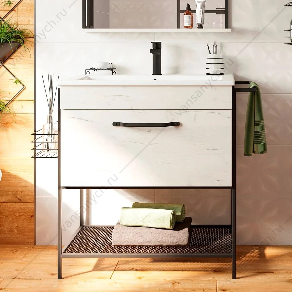 Тумба Бруклин 75 с раковиной PIANO (Kerama Marazzi) SANFLOR
