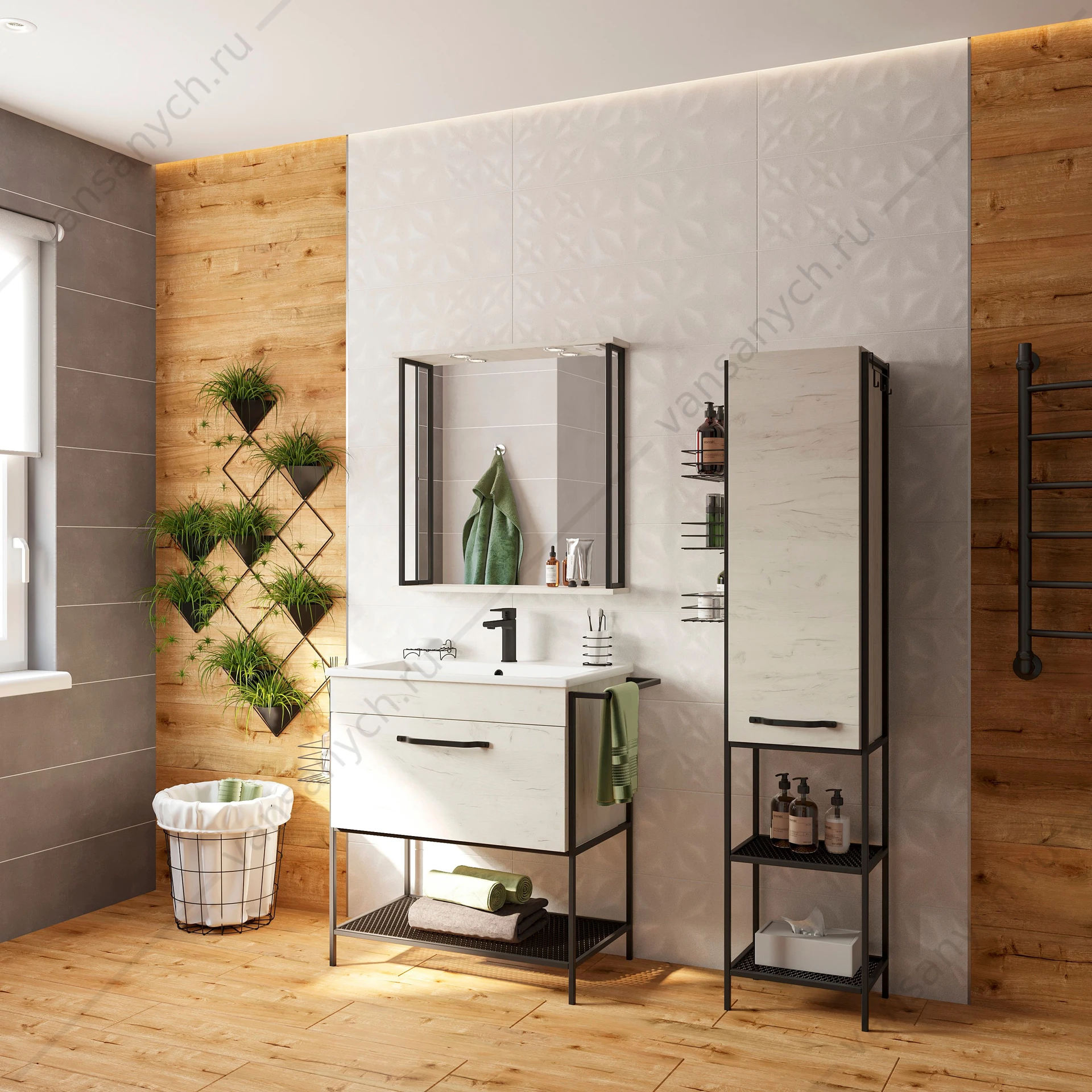Тумба Бруклин 75 с раковиной PIANO (Kerama Marazzi) SANFLOR