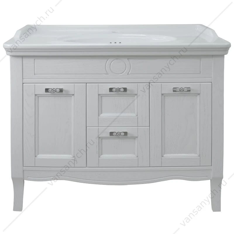Тумба с раковиной 100см Azario Carolina, напольная, белый/серебряная патина CS00069426