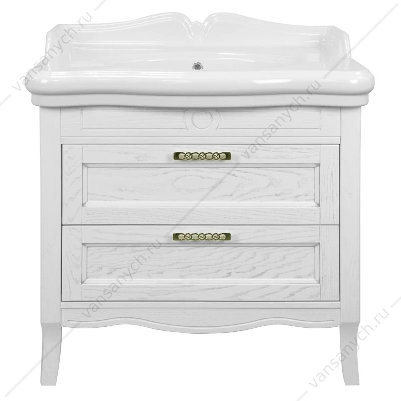 Тумба с раковиной 90см Azario CAROLINA 90/2 патина ЗОЛОТО, раковина Victorian 90 Kale, CS00069427
