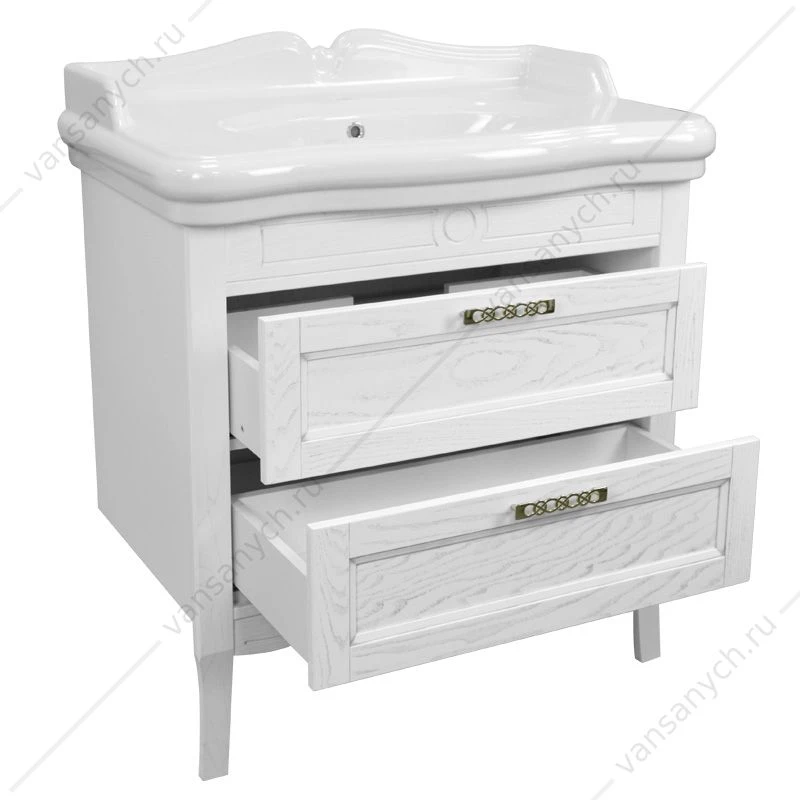 Тумба с раковиной 90см Azario CAROLINA 90/2 патина ЗОЛОТО, раковина Victorian 90 Kale, CS00069427