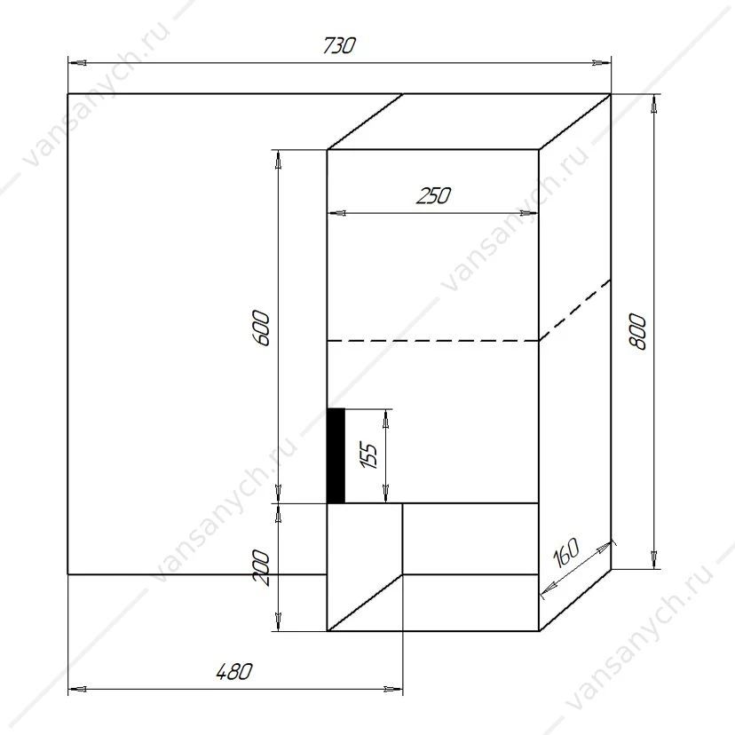Зеркало-шкаф 75 Azario Gris 730х160х800 цвет Дуб Веллингтон CS00080419
