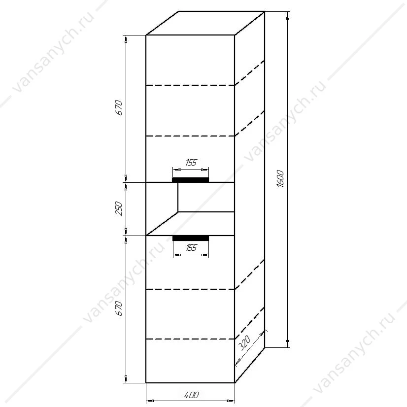 Пенал Azario Gris 40 40х32х160мм подвесной универсальный, цвет Дуб Веллингтон CS00080417