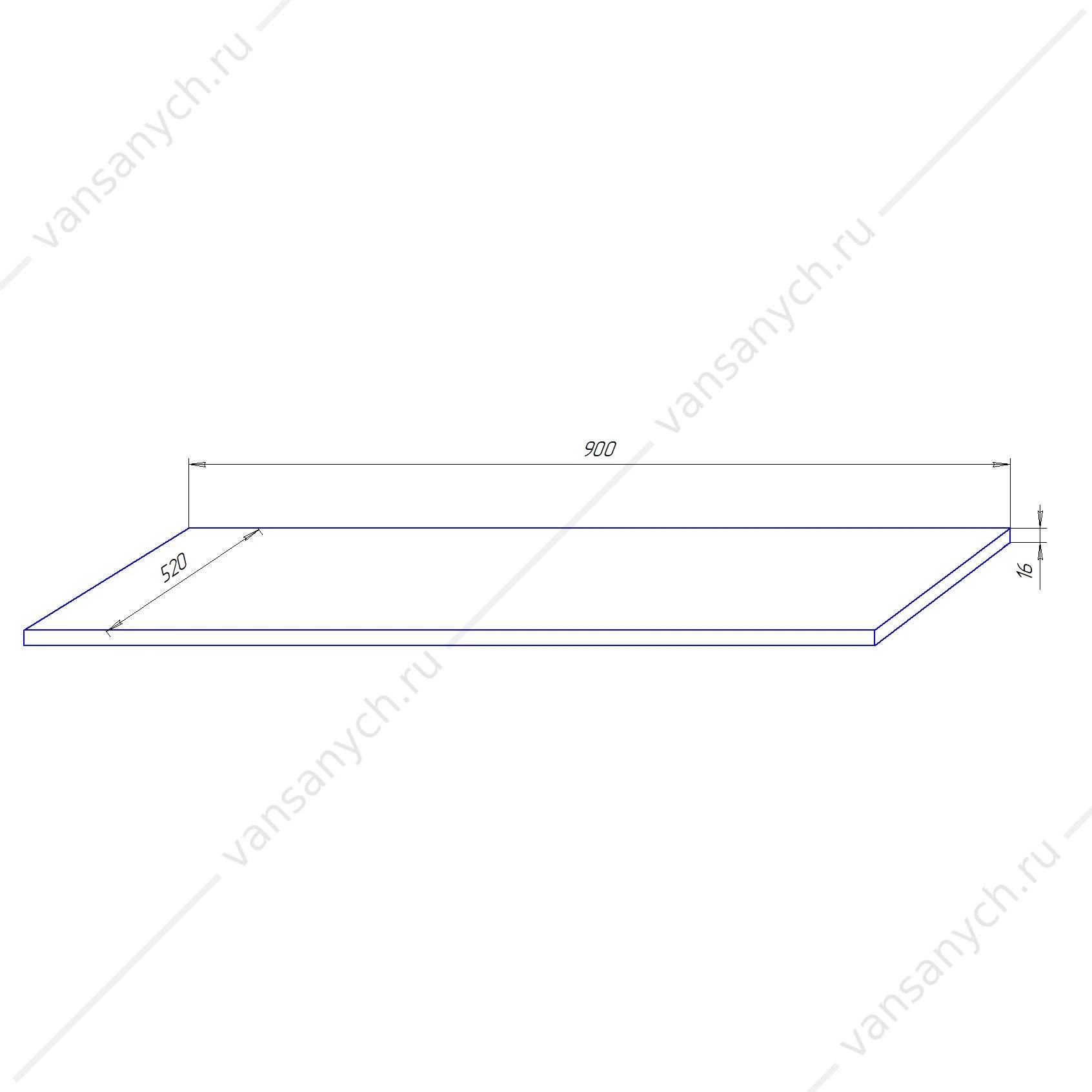 Столешница 90 Azario Gris 900х520х16 цвет серый CS00080432