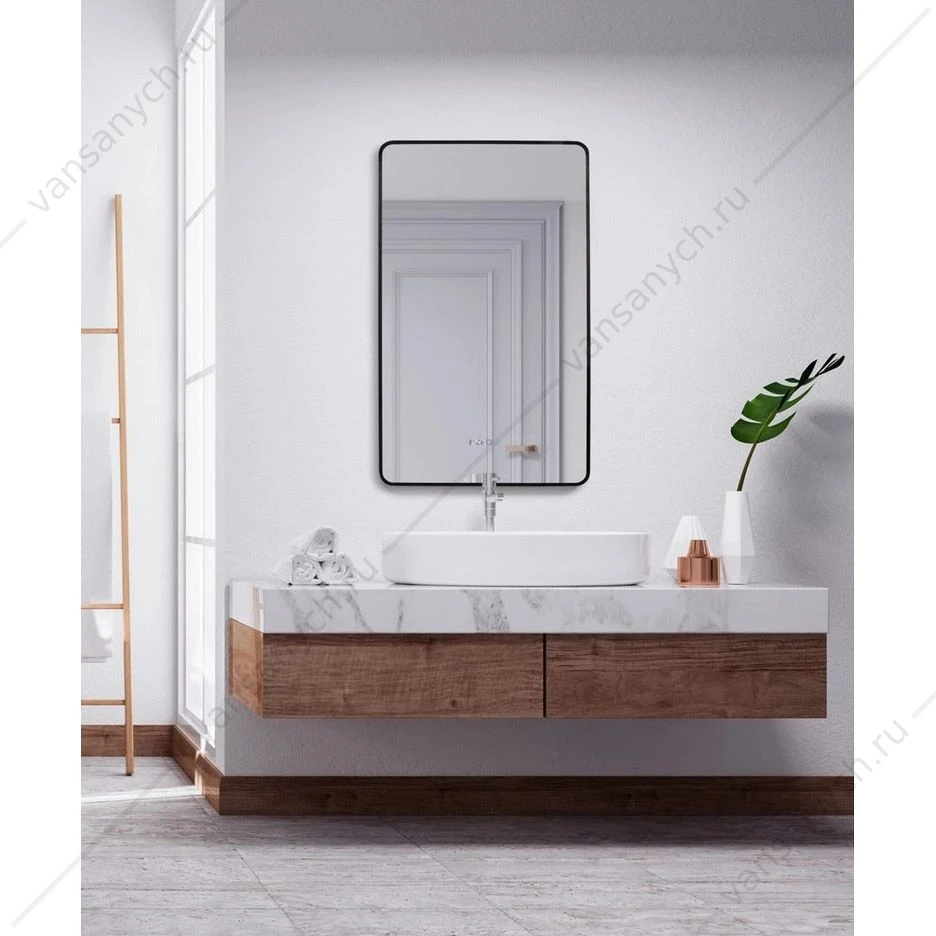 Зеркало 60х100 AZARIO INCANTO 3.1 ЖК-часы, подогрев, сенсор. выкл. диммер  LED-00002539