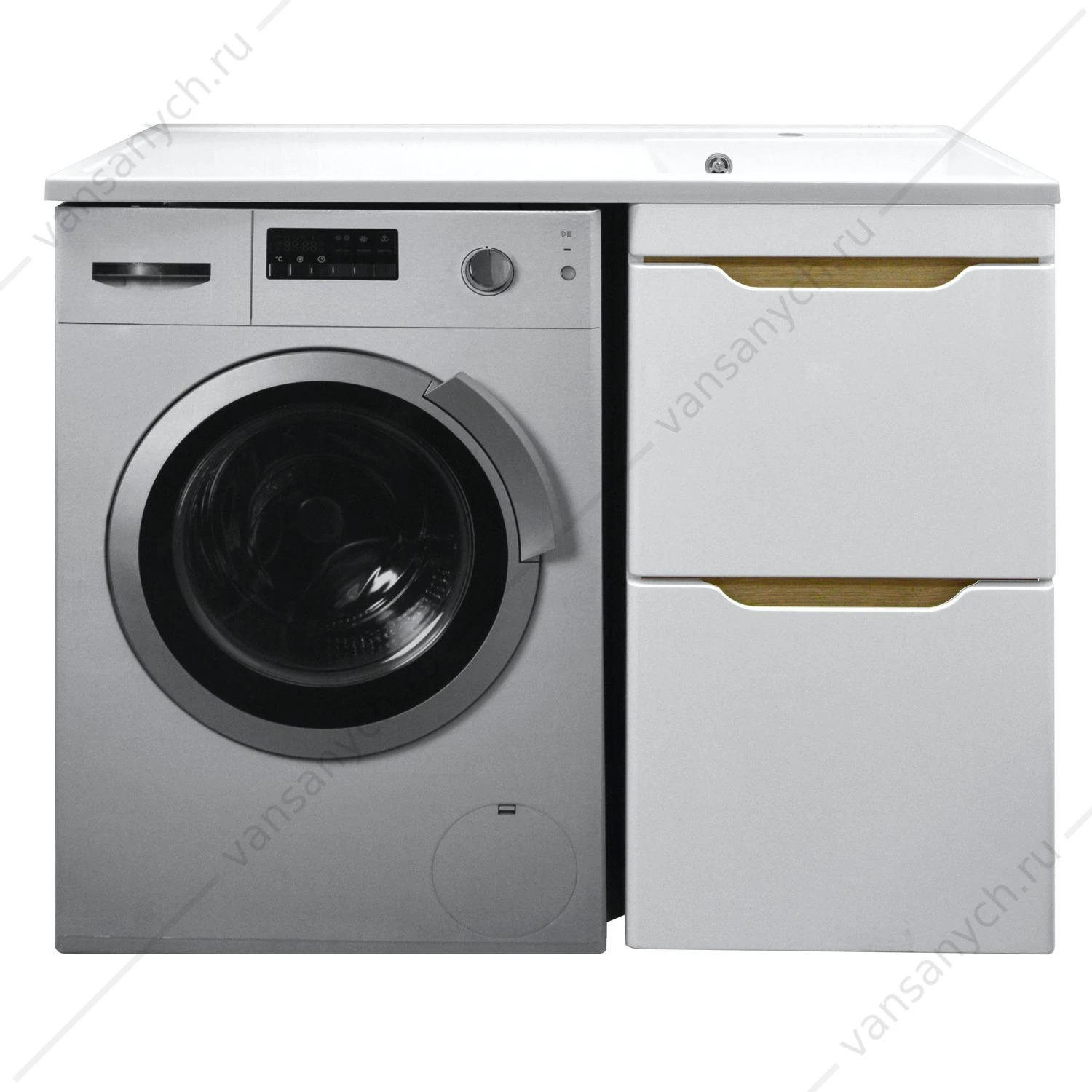 Тумба с раковиной 120см AZARIO Magenta правая под стиральную машину 56 белая, CS00079141