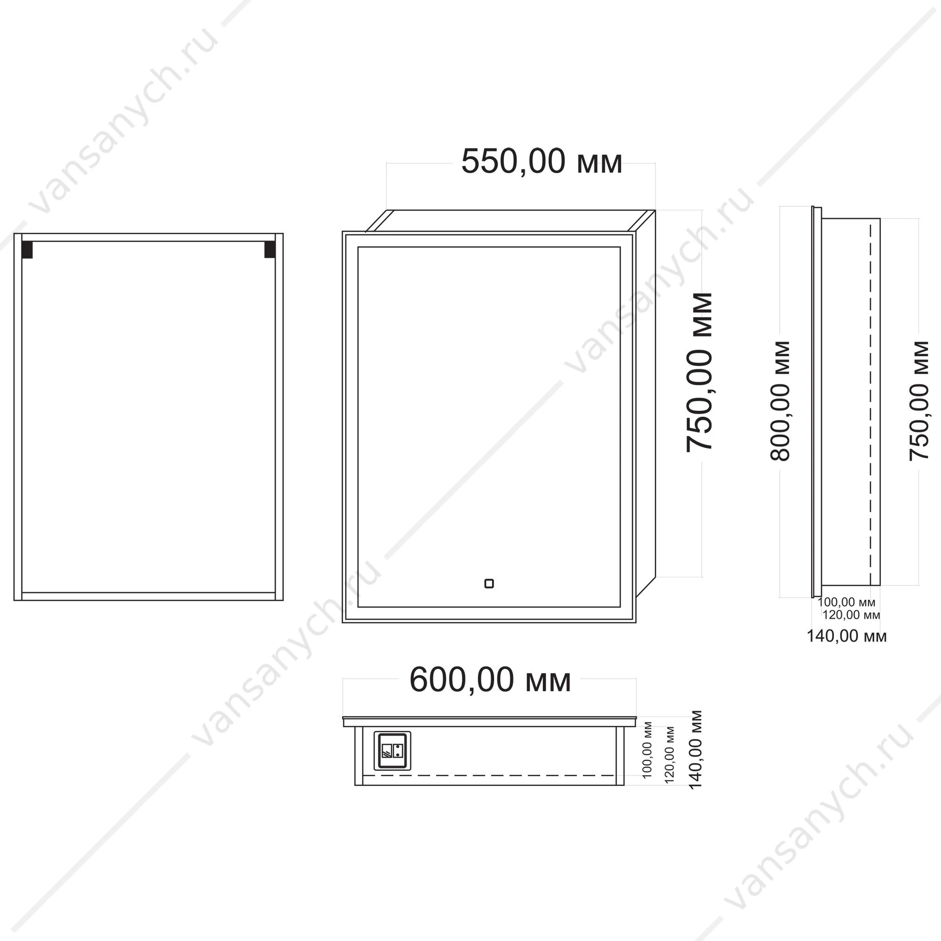 Зеркало-шкаф 60 AZARIO Minio 1Л 600х800 c подсветкой и диммером CS00075840