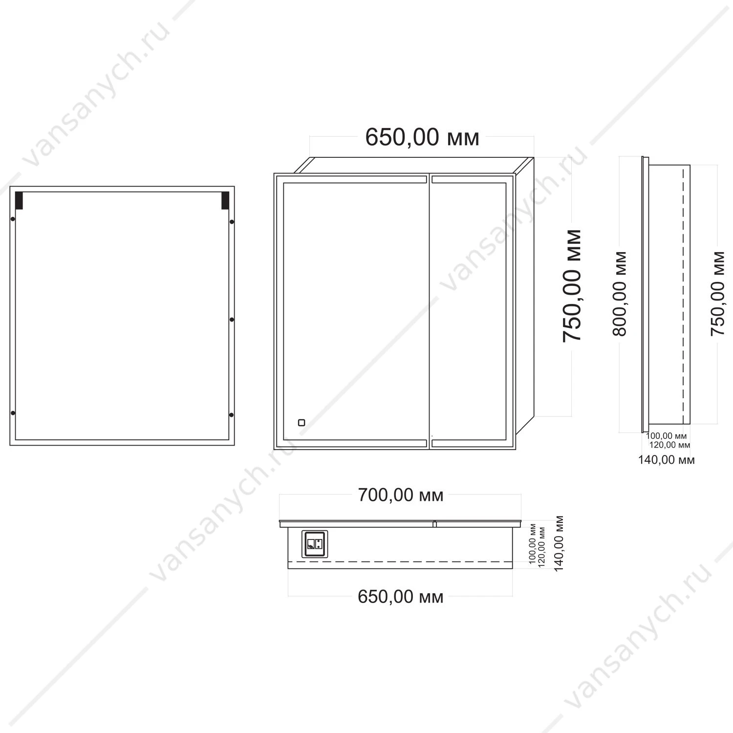 Зеркало-шкаф 70 AZARIO Minio 1Л 700х800 c подсветкой и диммером CS00075842