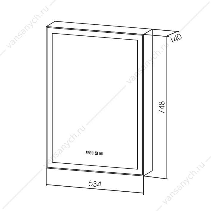 Зеркало-шкаф 50 AZARIO Киото 535х750 c подсветкой и диммером + часы LED-00002356