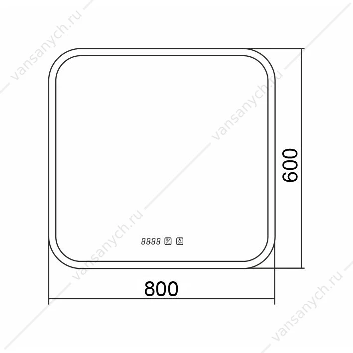 Зеркало 80х60 AZARIO Стив New bluetooth+подогрев+часы внешней настройки+сенсор выкл LED-00002377