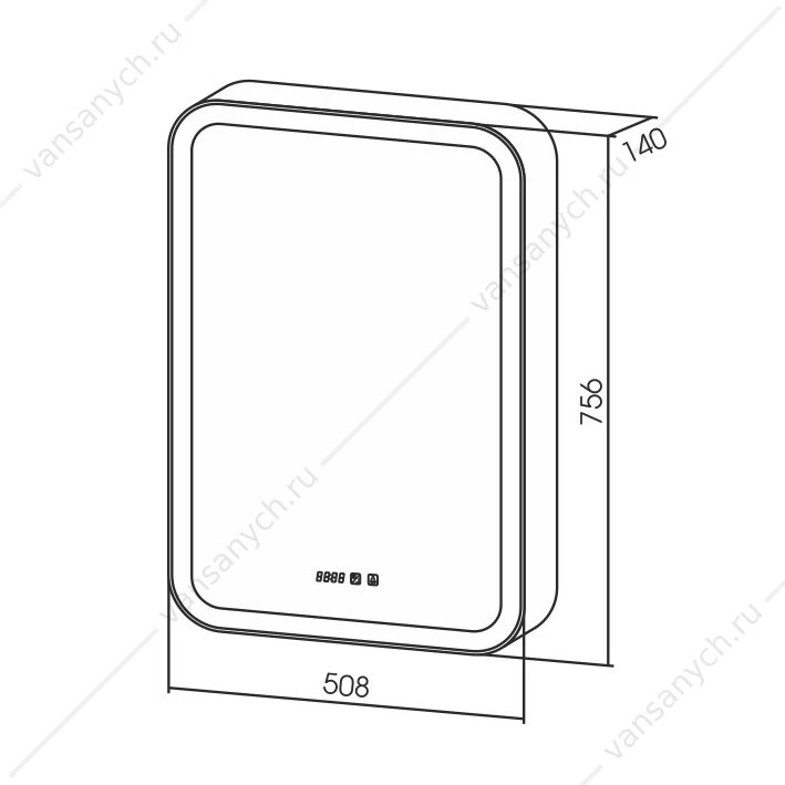 Зеркало-шкаф 50 AZARIO Фиджи 508х756х140 c подсветкой и диммером + часы LED-00002361