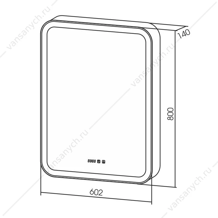 Зеркало-шкаф 60 AZARIO Фиджи 602х800х140 c подсветкой и диммером + часы LED-00002363
