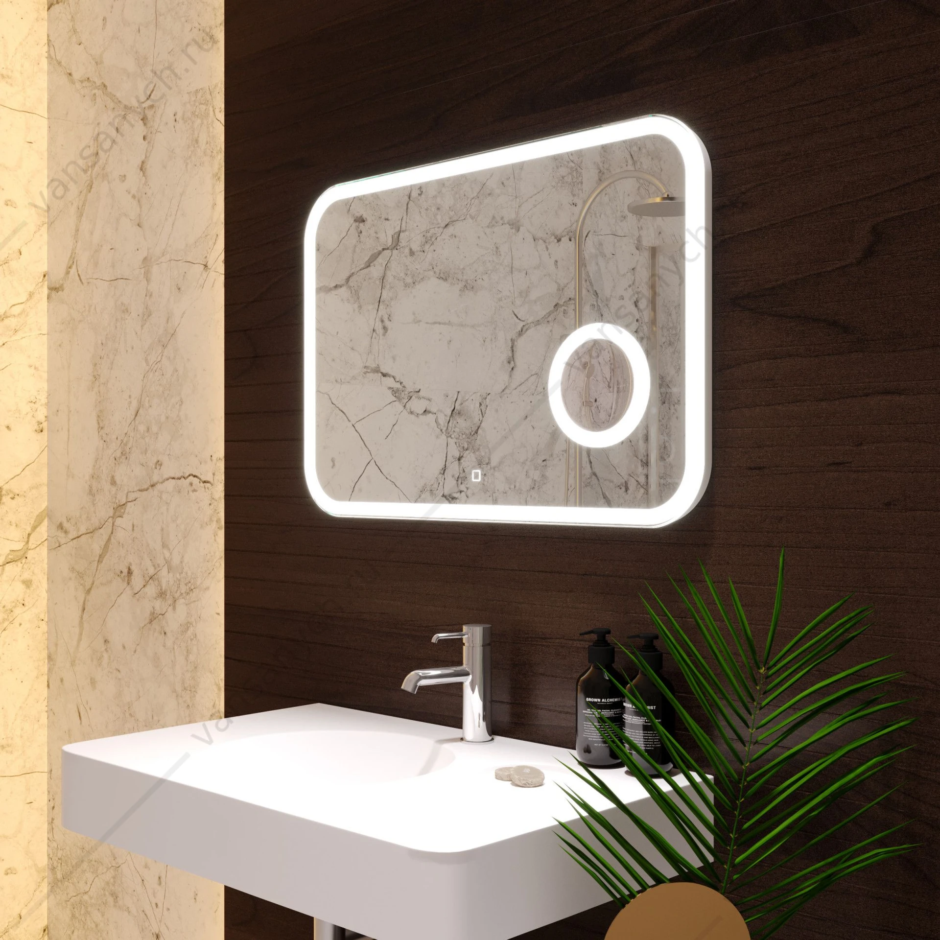 Зеркало 80х55 AZARIO Эльза, LED-подсветка с диммером, сенсор. выкл. ФР-00002156