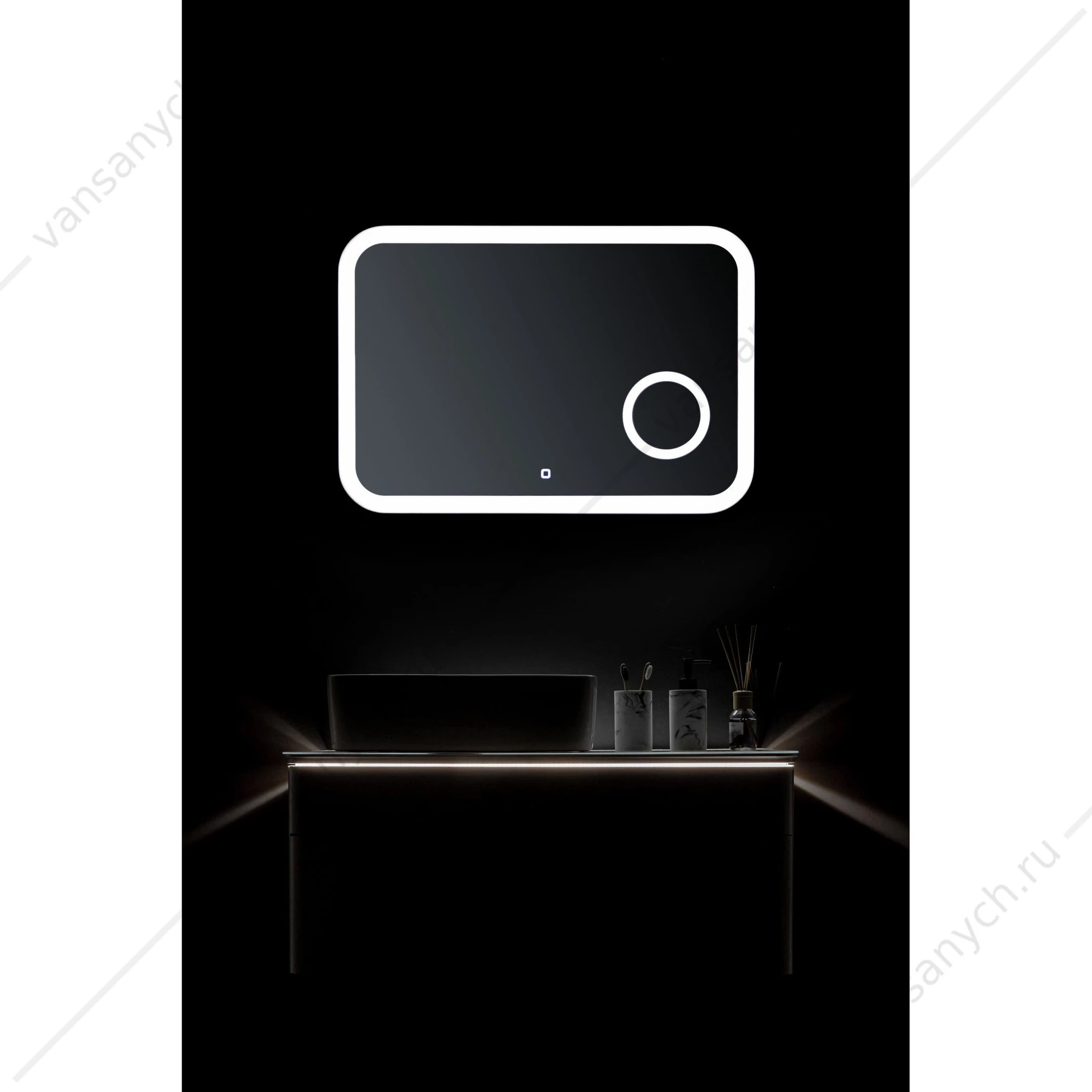 Зеркало 100х80 AZARIO Эльза-4 c подсветкой и диммером, сенсор выкл+часы LED-00002329