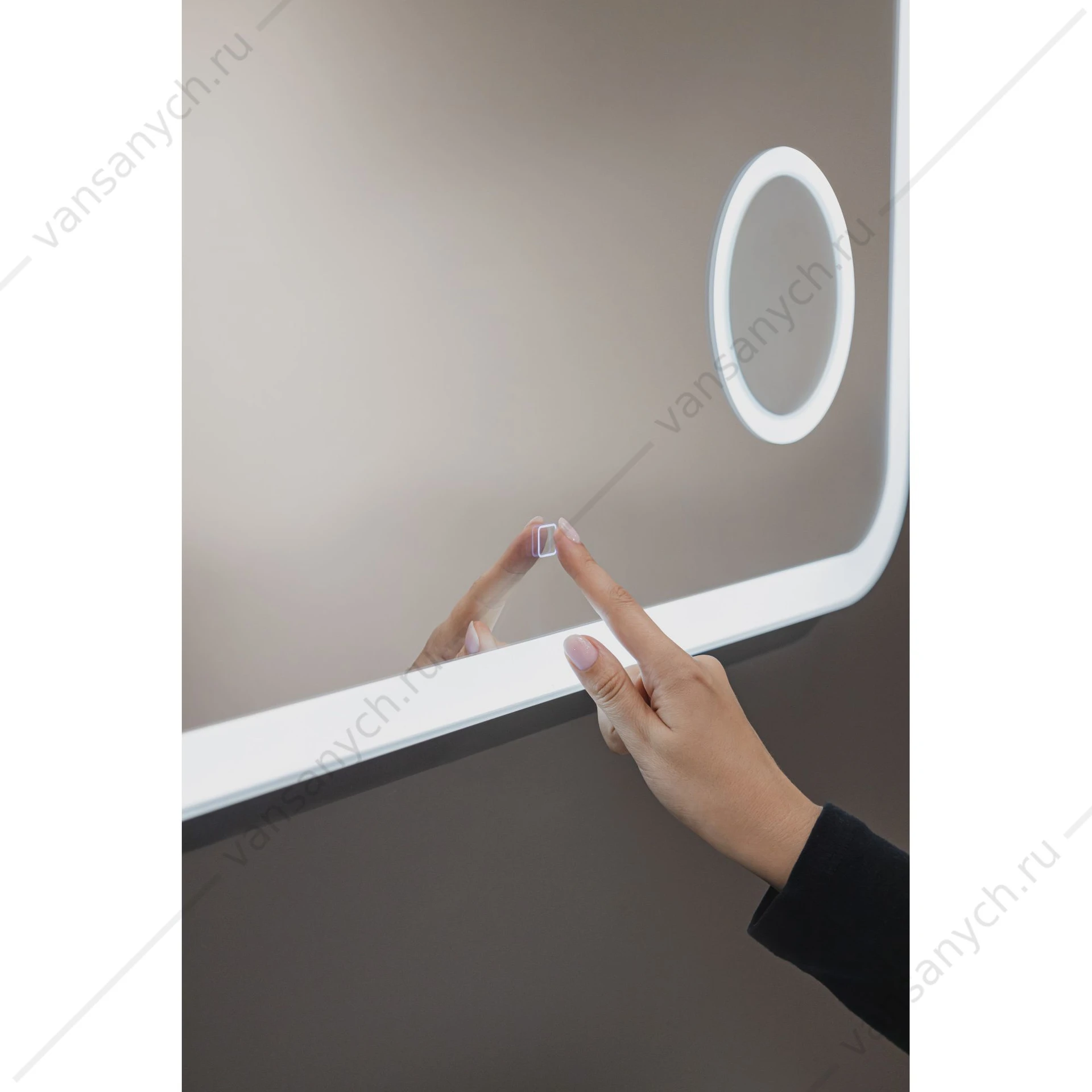 Зеркало 100х80 AZARIO Эльза-4 c подсветкой и диммером, сенсор выкл+часы LED-00002329