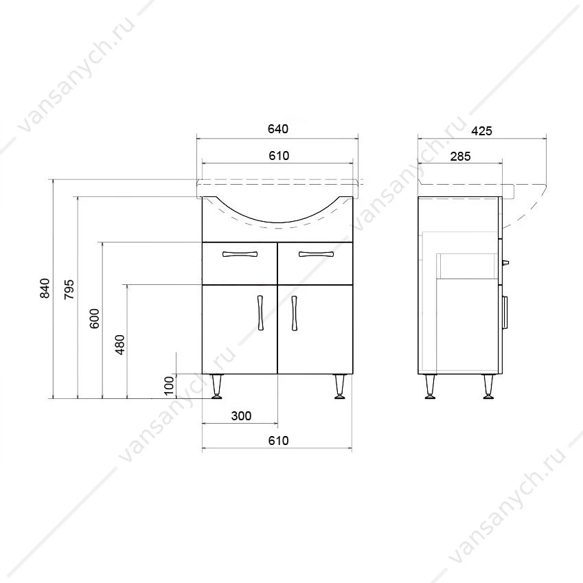 Тумба с раковиной 65см Loranto Best раковина Best 65 CS00050933